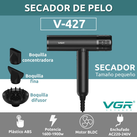Secador de Pelo VGR V-427 BLDC 1900W – Profesional Iónico para Salón