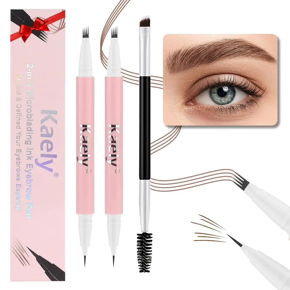 Kaely 2Pcs Microblading Eyebrow Pen Lápiz Mágico 2-en-1 para Cejas con Cepillo para Cejas, Lápiz de Contorno, Lápiz Preciso a Prueba de Agua para Cejas, Lápiz 3D para Cejas para Mujeres06