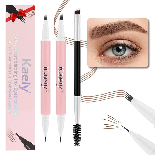 Kaely 2Pcs Microblading Eyebrow Pen Lápiz Mágico 2-en-1 para Cejas con Cepillo para Cejas, Lápiz de Contorno, Lápiz Preciso a Prueba de Agua para Cejas, Lápiz 3D para Cejas para Mujeres06